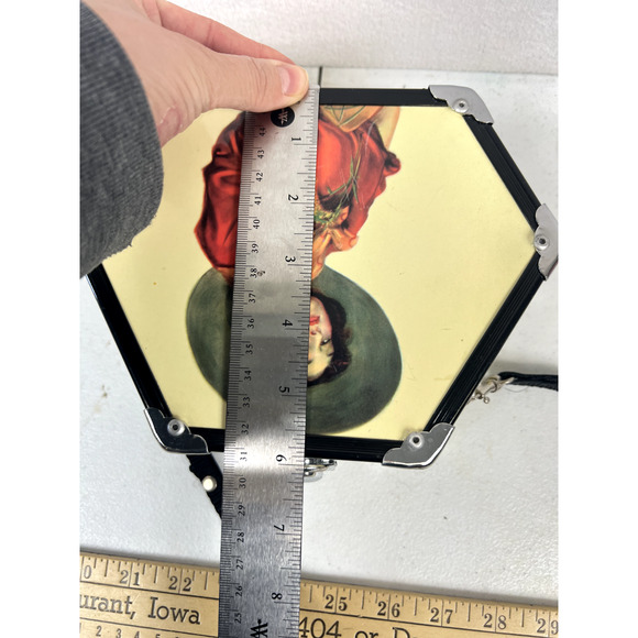 HARD SHELL HANDBAG COWGIRL GYPSY HEXAGON BOHO RETRO VTG PURSE - Picture 9 of 11